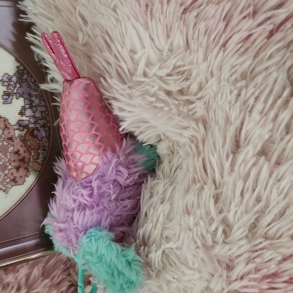 Scruffy Luvs Plush Mermaid Puppy With Heart Clip Preowned Small Stuffed Toy - Picture 3 of 5